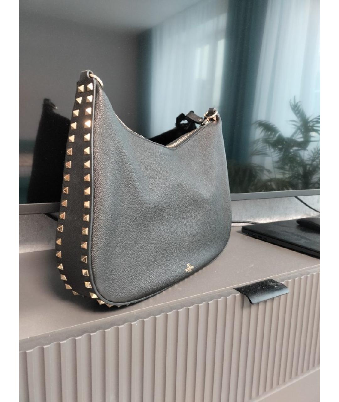 VALENTINO Черная кожаная сумка с короткими ручками, фото 2