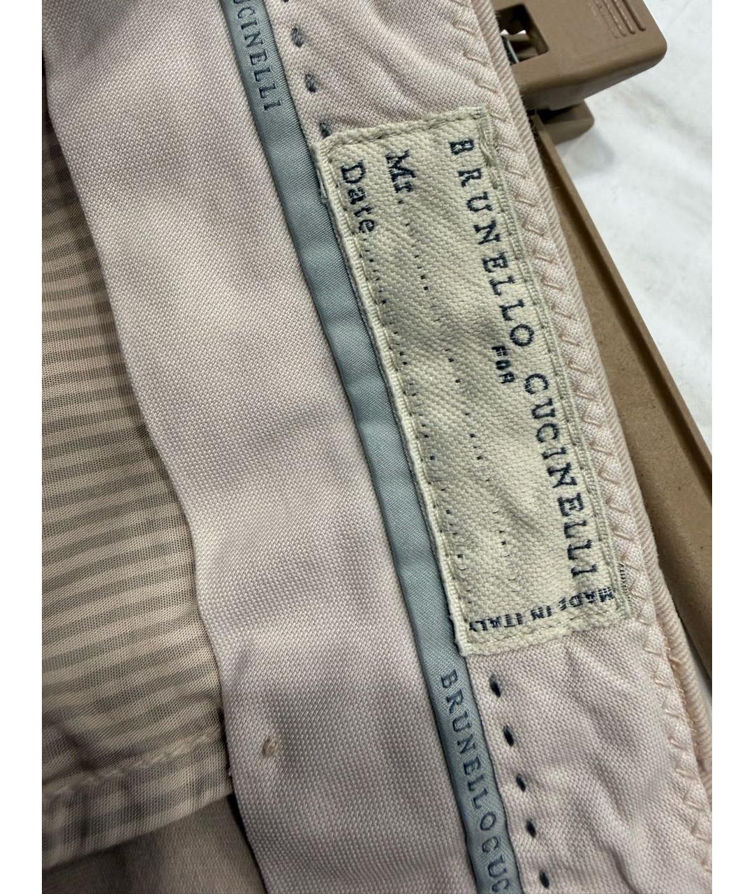 BRUNELLO CUCINELLI Бежевые хлопковые повседневные брюки, фото 7