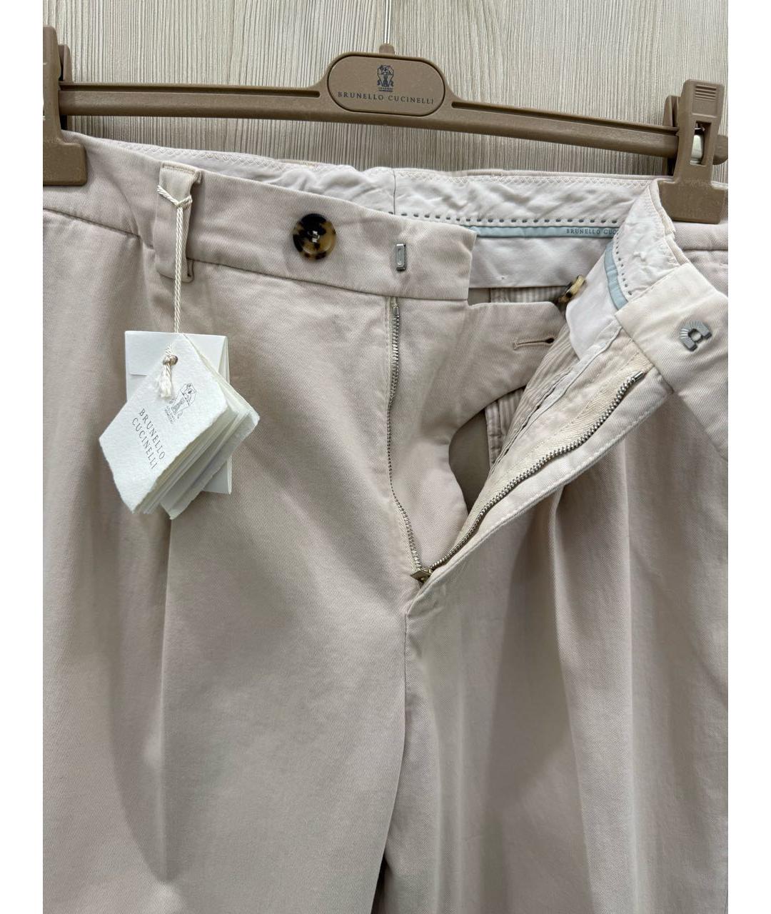 BRUNELLO CUCINELLI Бежевые хлопковые повседневные брюки, фото 2