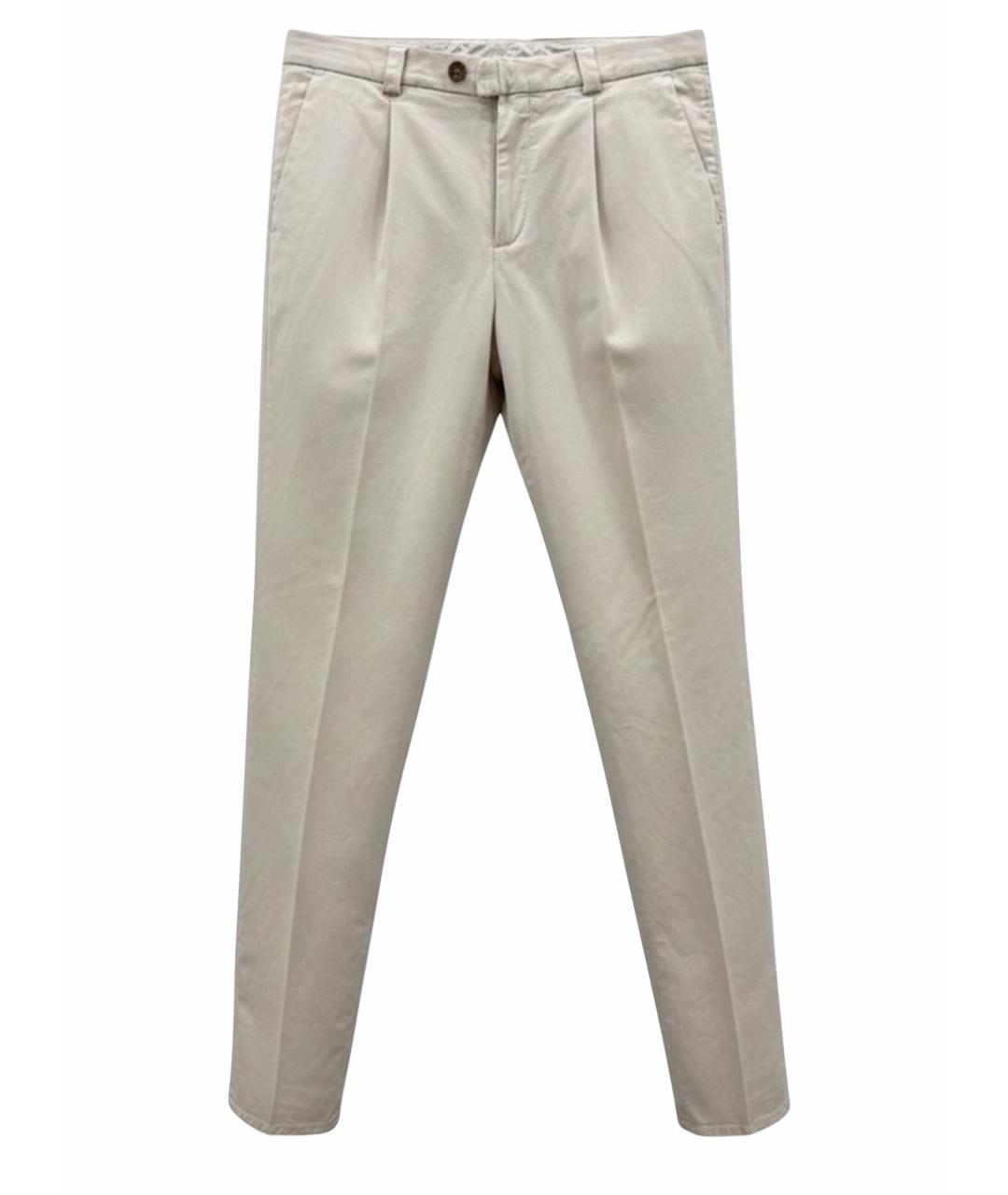 BRUNELLO CUCINELLI Бежевые хлопковые повседневные брюки, фото 1
