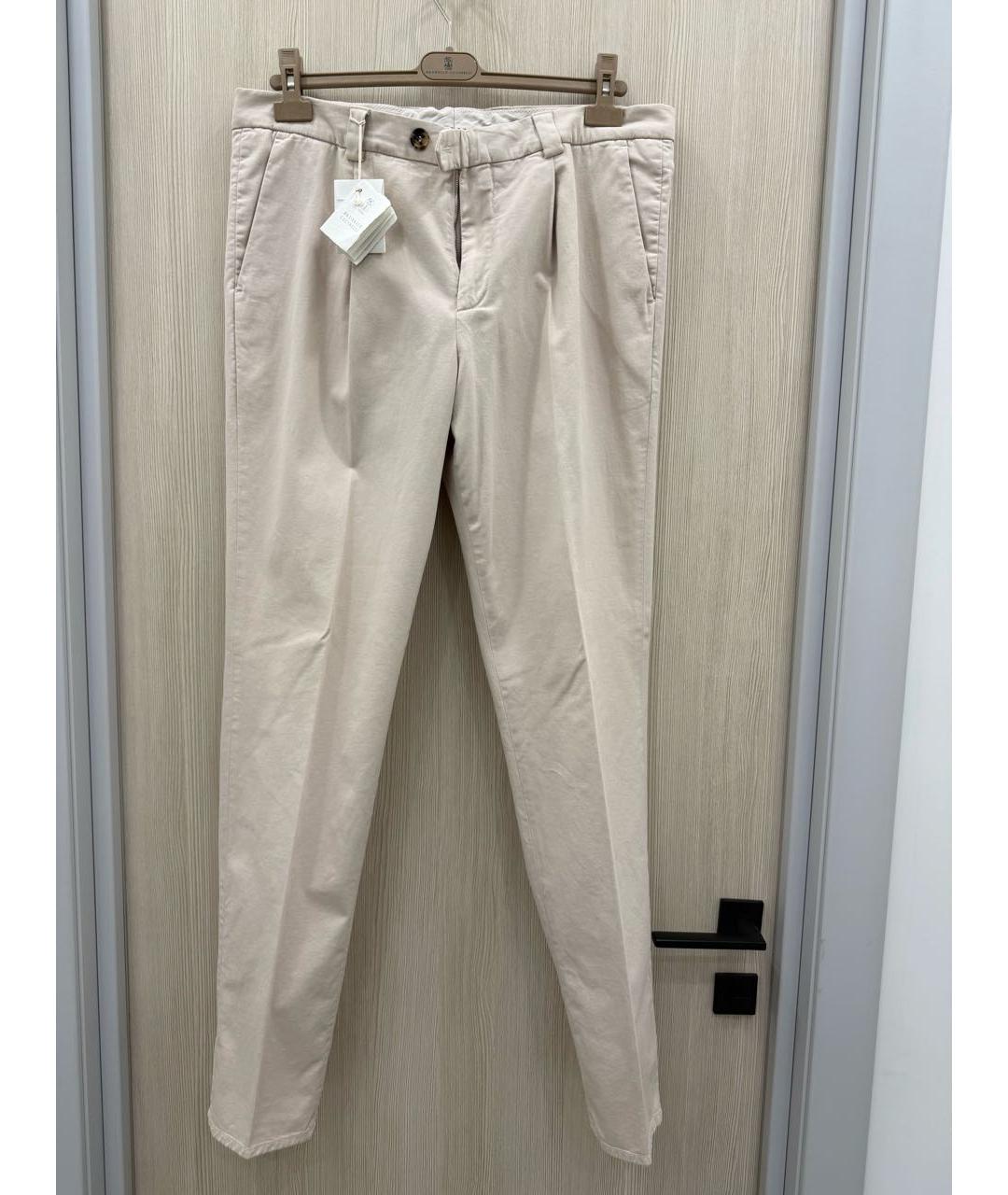 BRUNELLO CUCINELLI Бежевые хлопковые повседневные брюки, фото 8