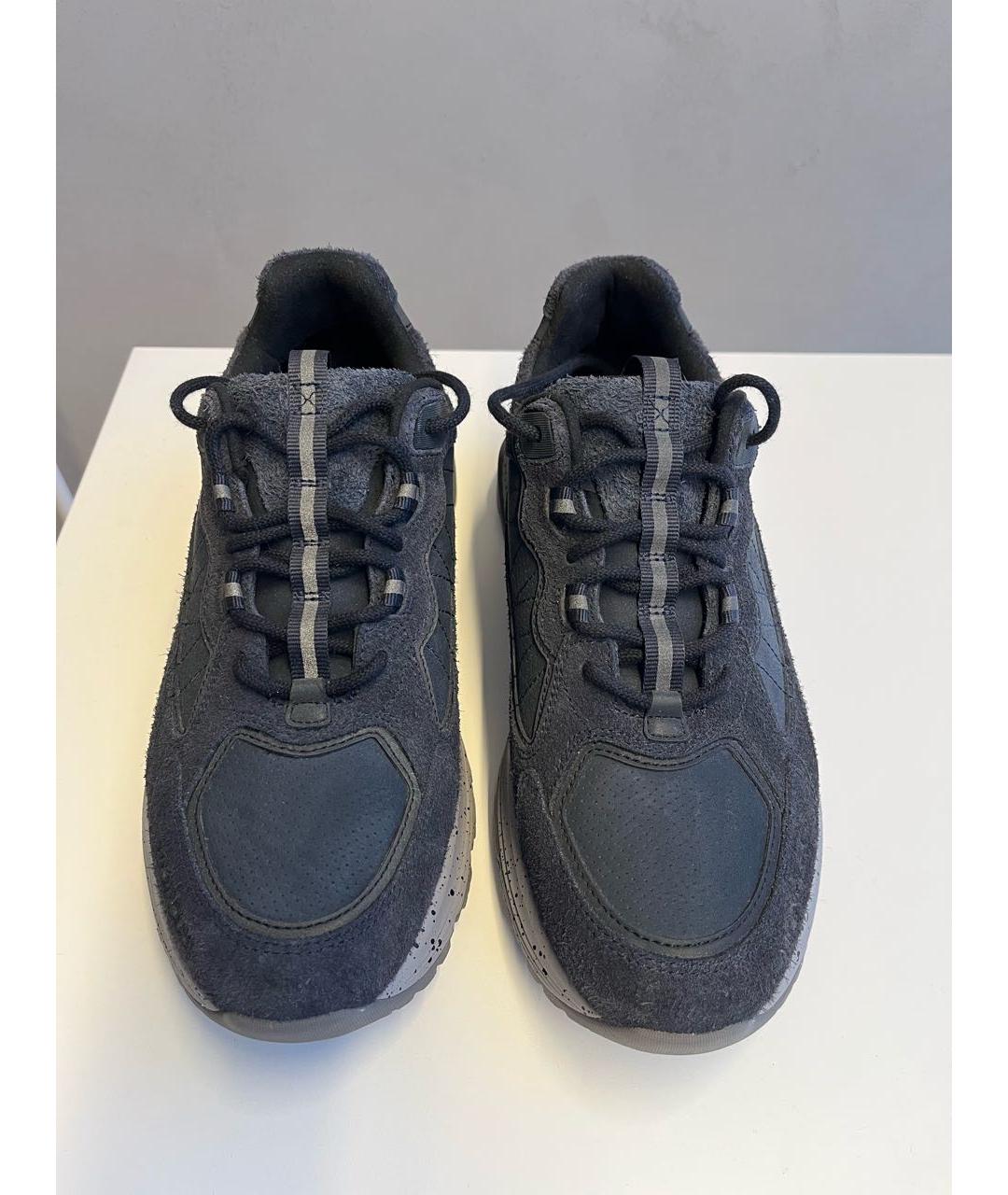 MONCLER Темно-синие кожаные низкие кроссовки / кеды, фото 3