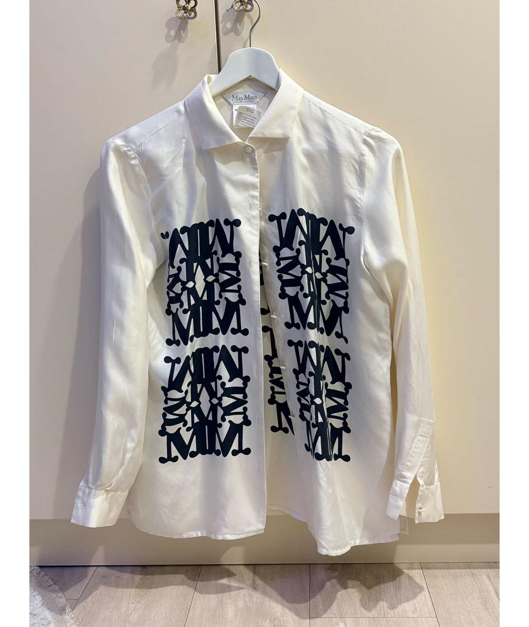 MAX MARA Белая шелковая блузы, фото 9