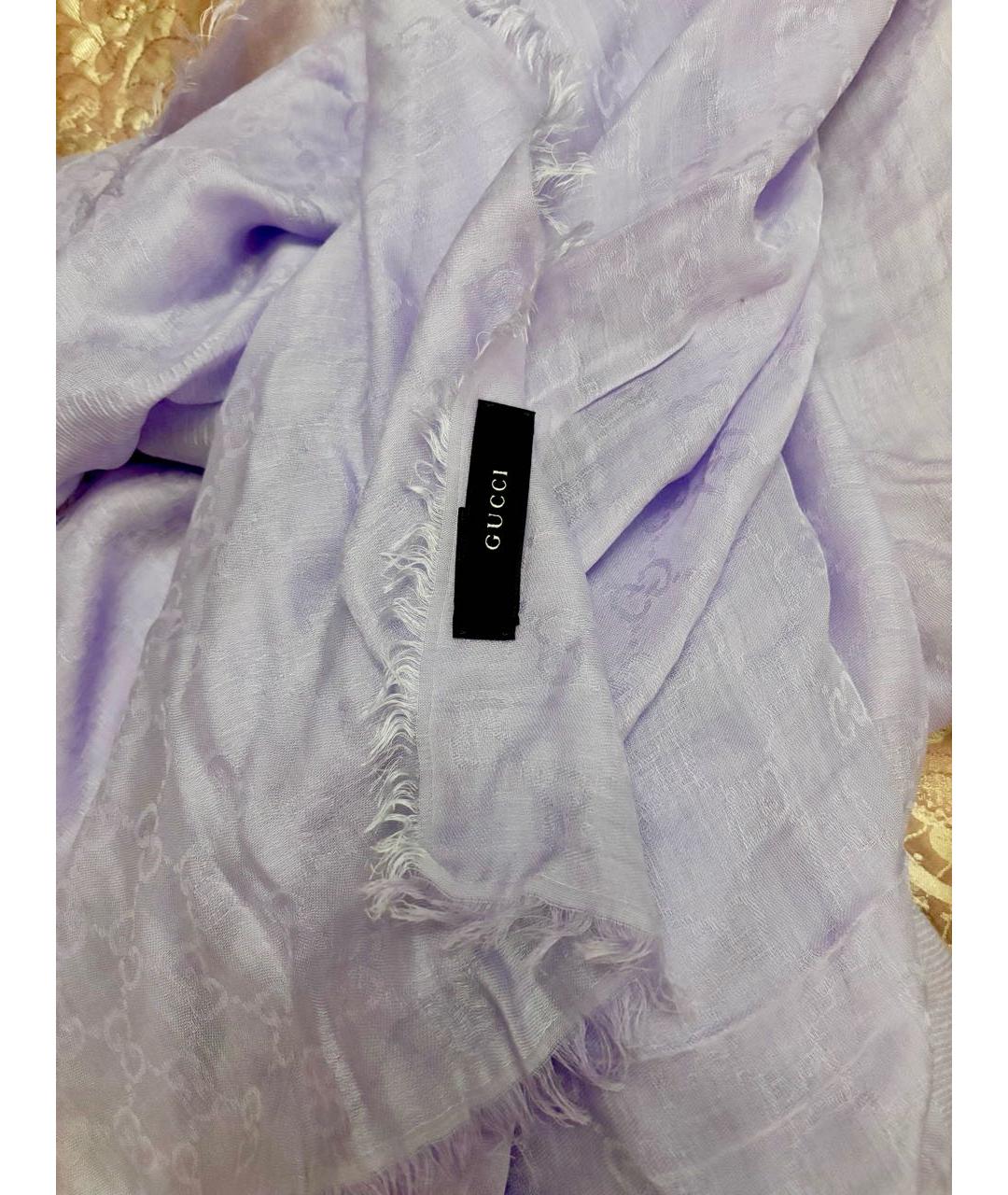 GUCCI Фиолетовый хлопковый платок, фото 2