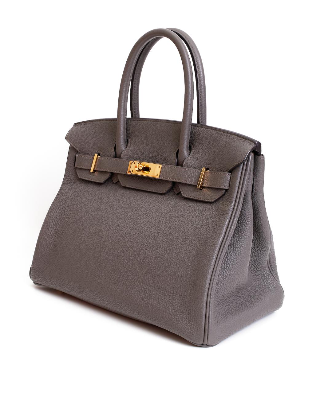 HERMES Серая кожаная сумка с короткими ручками, фото 2