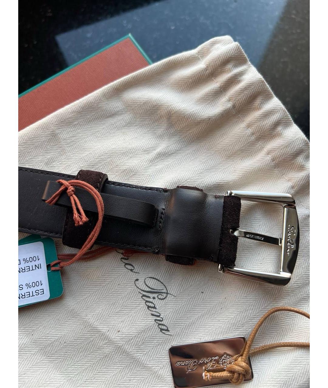 LORO PIANA Коричневый замшевый ремень, фото 5