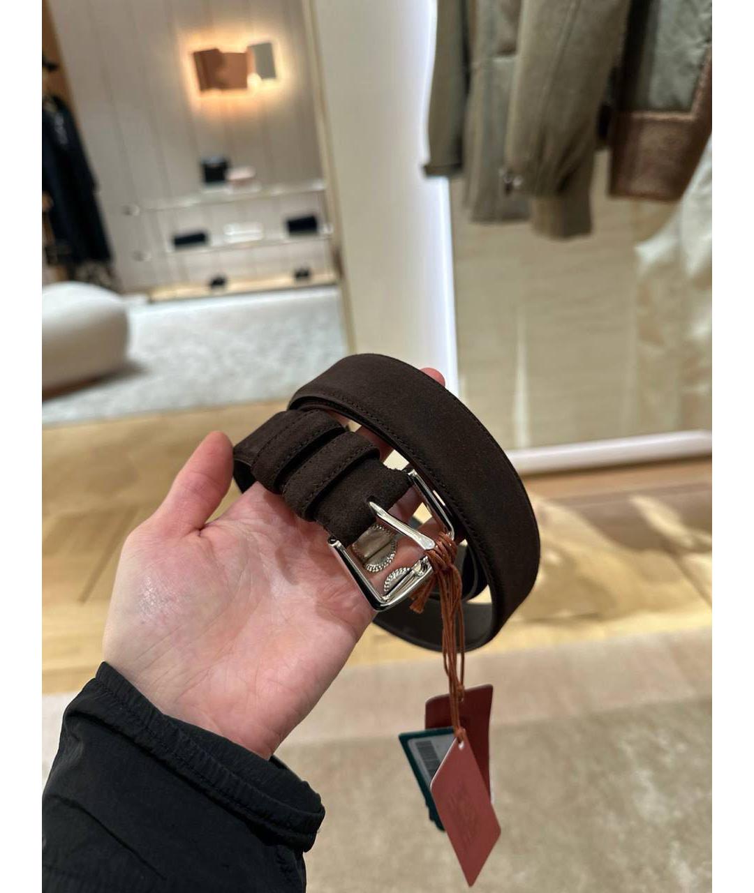 LORO PIANA Коричневый замшевый ремень, фото 8