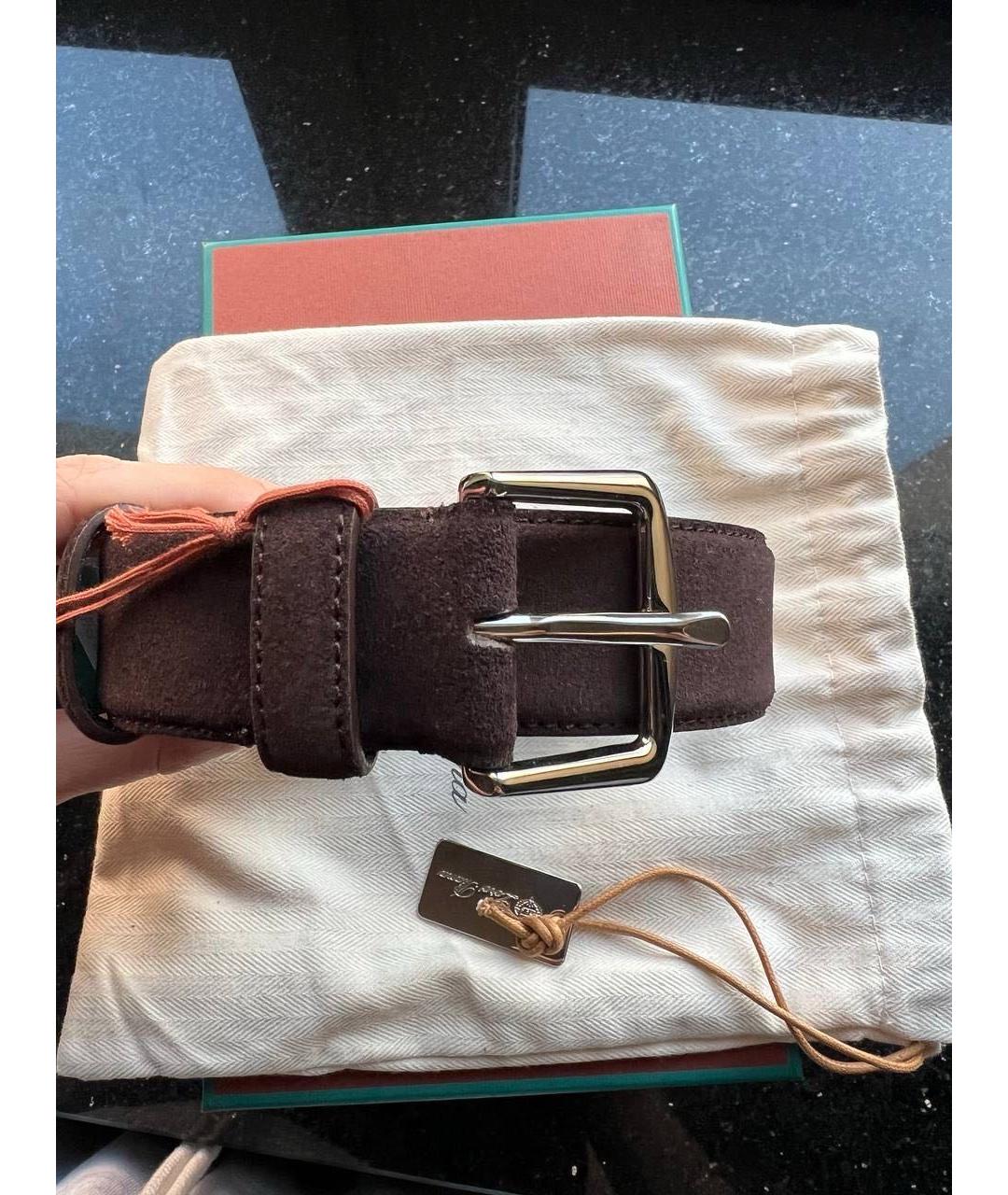 LORO PIANA Коричневый замшевый ремень, фото 6