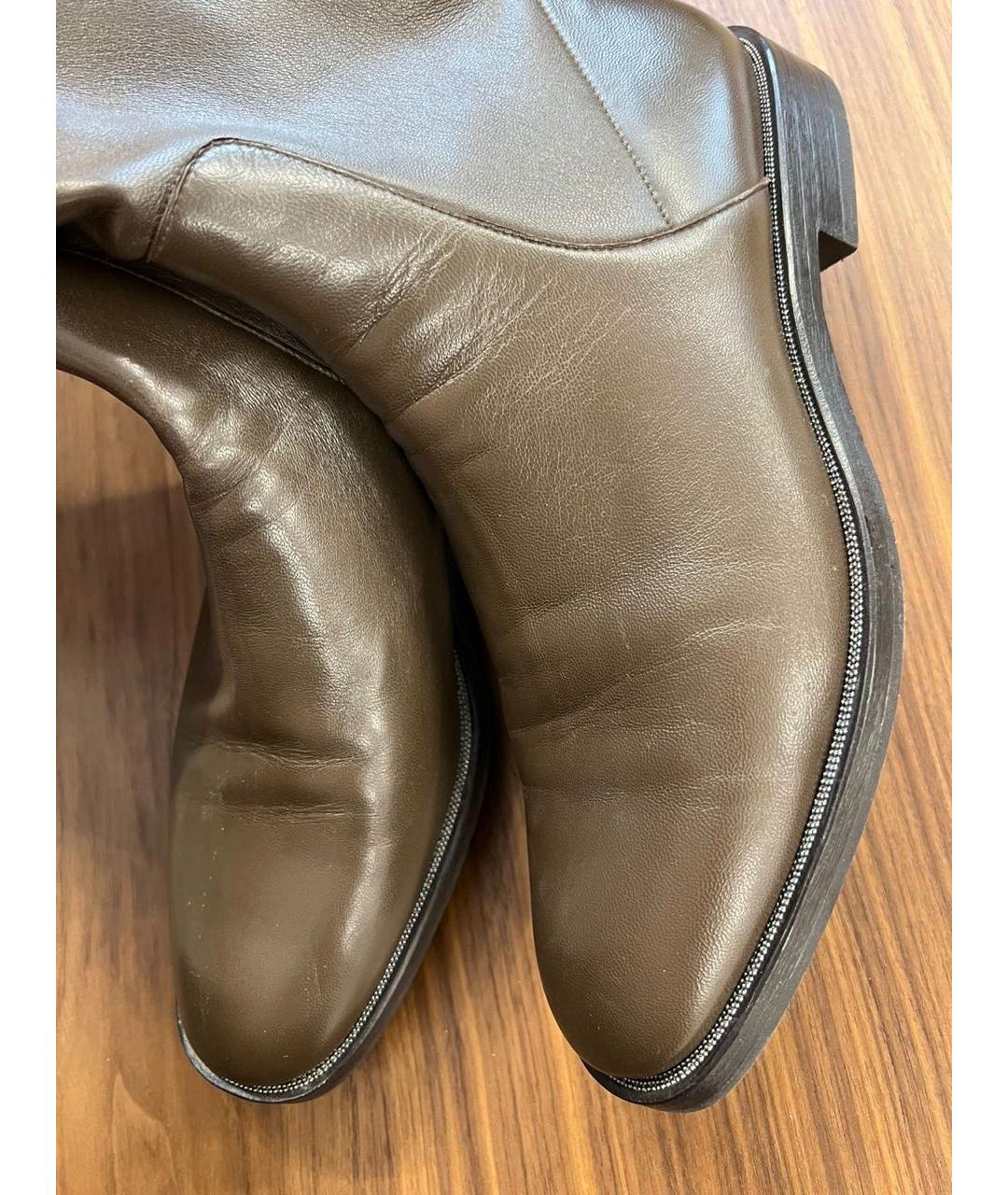 BRUNELLO CUCINELLI Коричневые кожаные ботфорты, фото 7