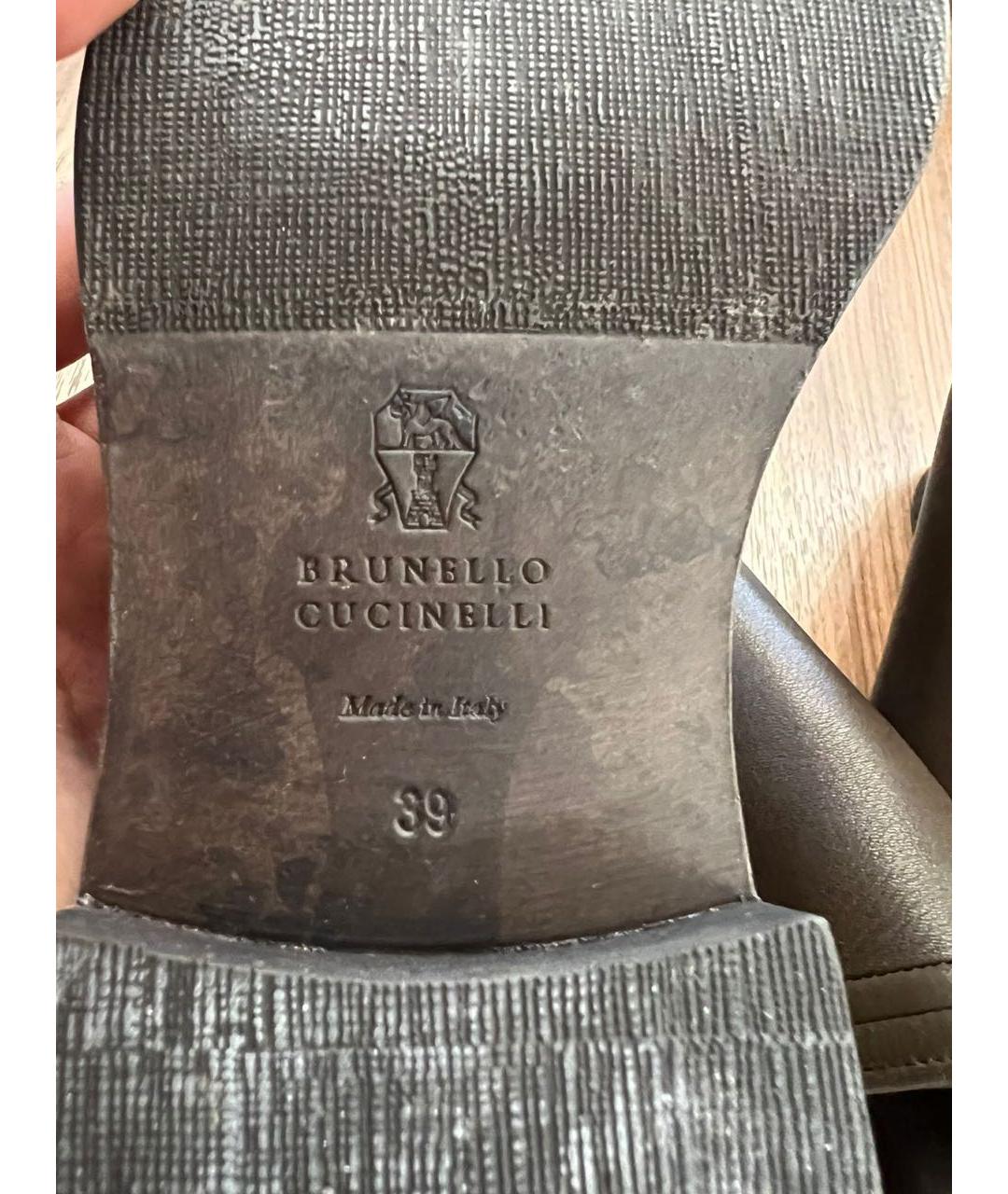 BRUNELLO CUCINELLI Коричневые кожаные ботфорты, фото 8