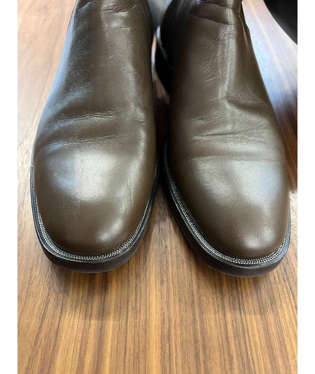 BRUNELLO CUCINELLI Коричневые кожаные ботфорты, фото 2