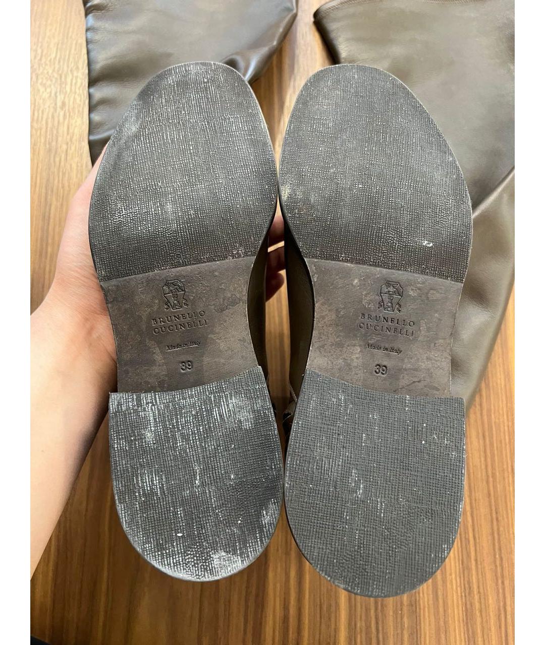 BRUNELLO CUCINELLI Коричневые кожаные ботфорты, фото 5