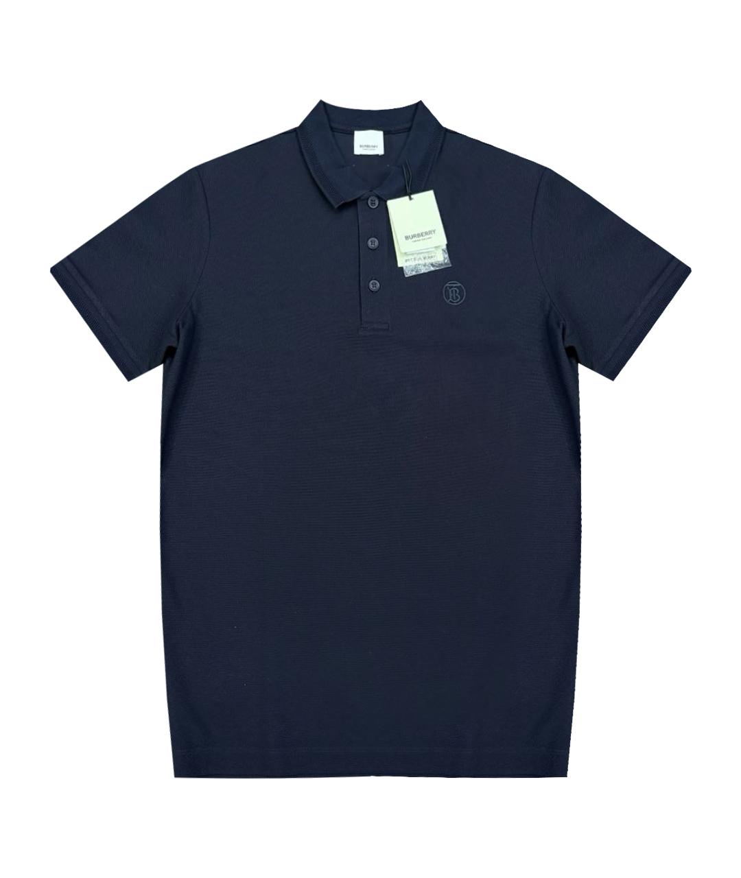 BURBERRY Черное хлопковое поло с коротким рукавом, фото 1
