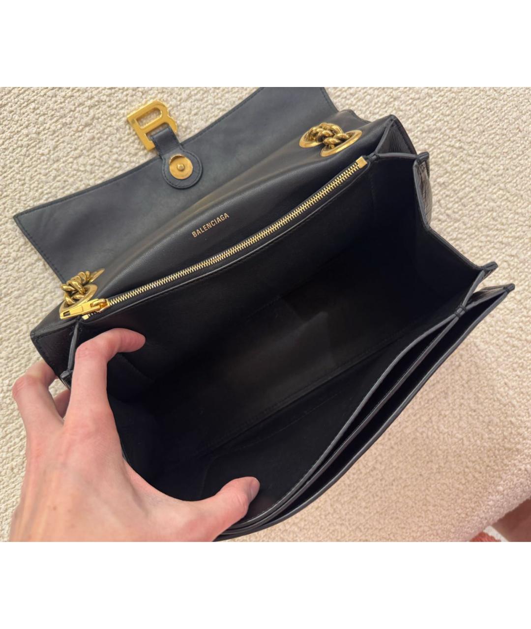BALENCIAGA Черная кожаная сумка через плечо, фото 4
