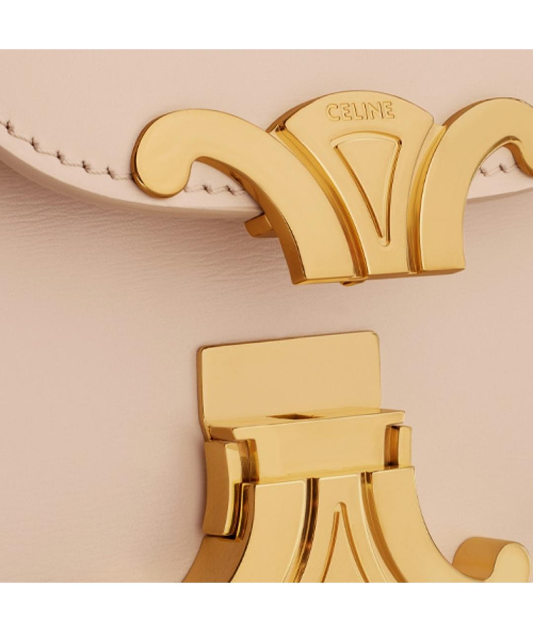 CELINE Бежевая кожаная сумка через плечо, фото 4