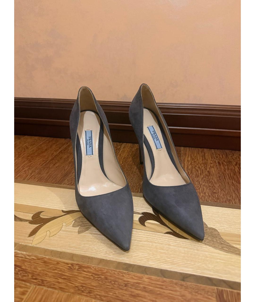 PRADA Антрацитовые замшевые туфли, фото 2