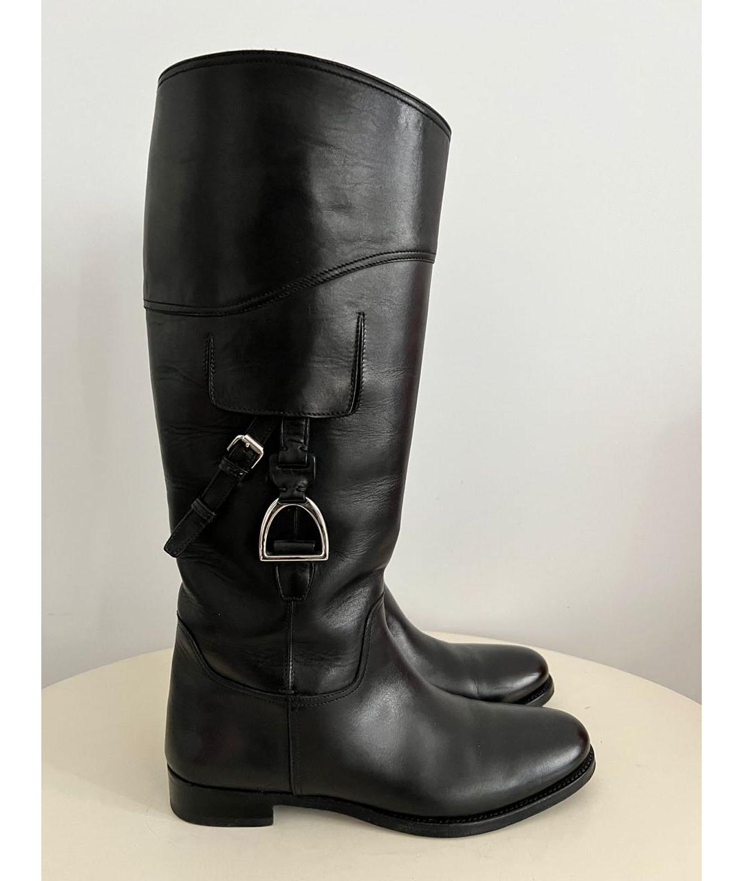 POLO RALPH LAUREN Черные кожаные сапоги, фото 9