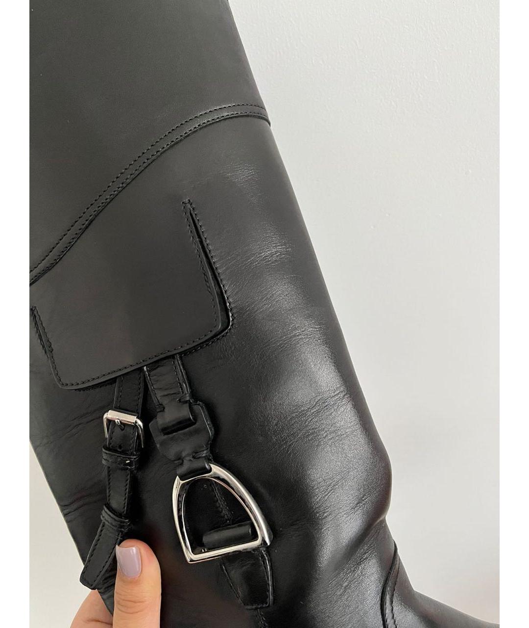 POLO RALPH LAUREN Черные кожаные сапоги, фото 6