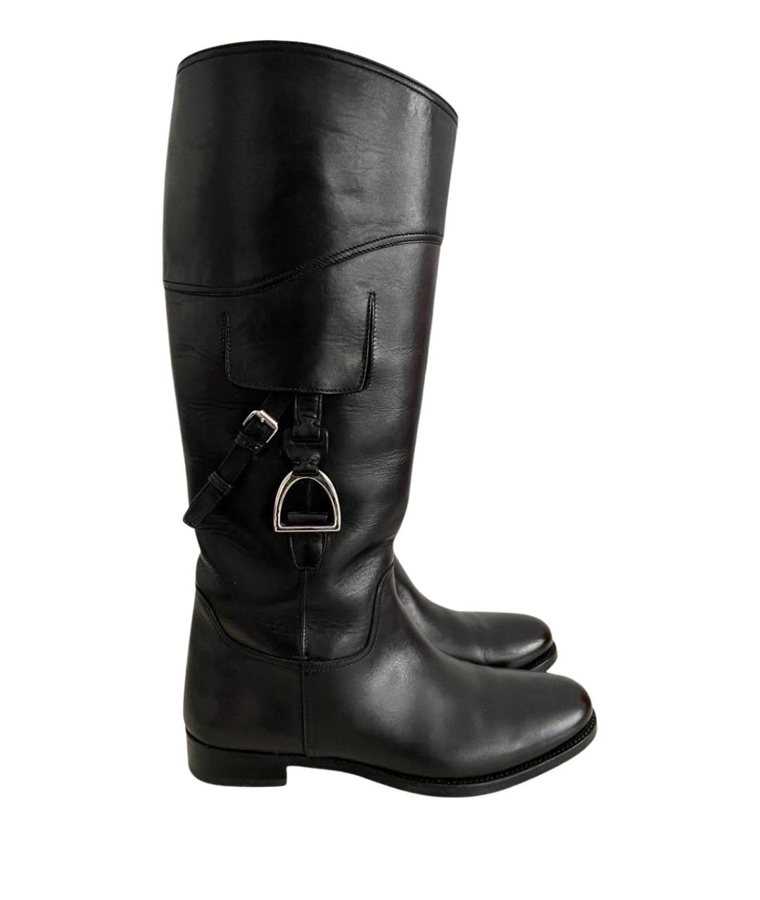 POLO RALPH LAUREN Черные кожаные сапоги, фото 1