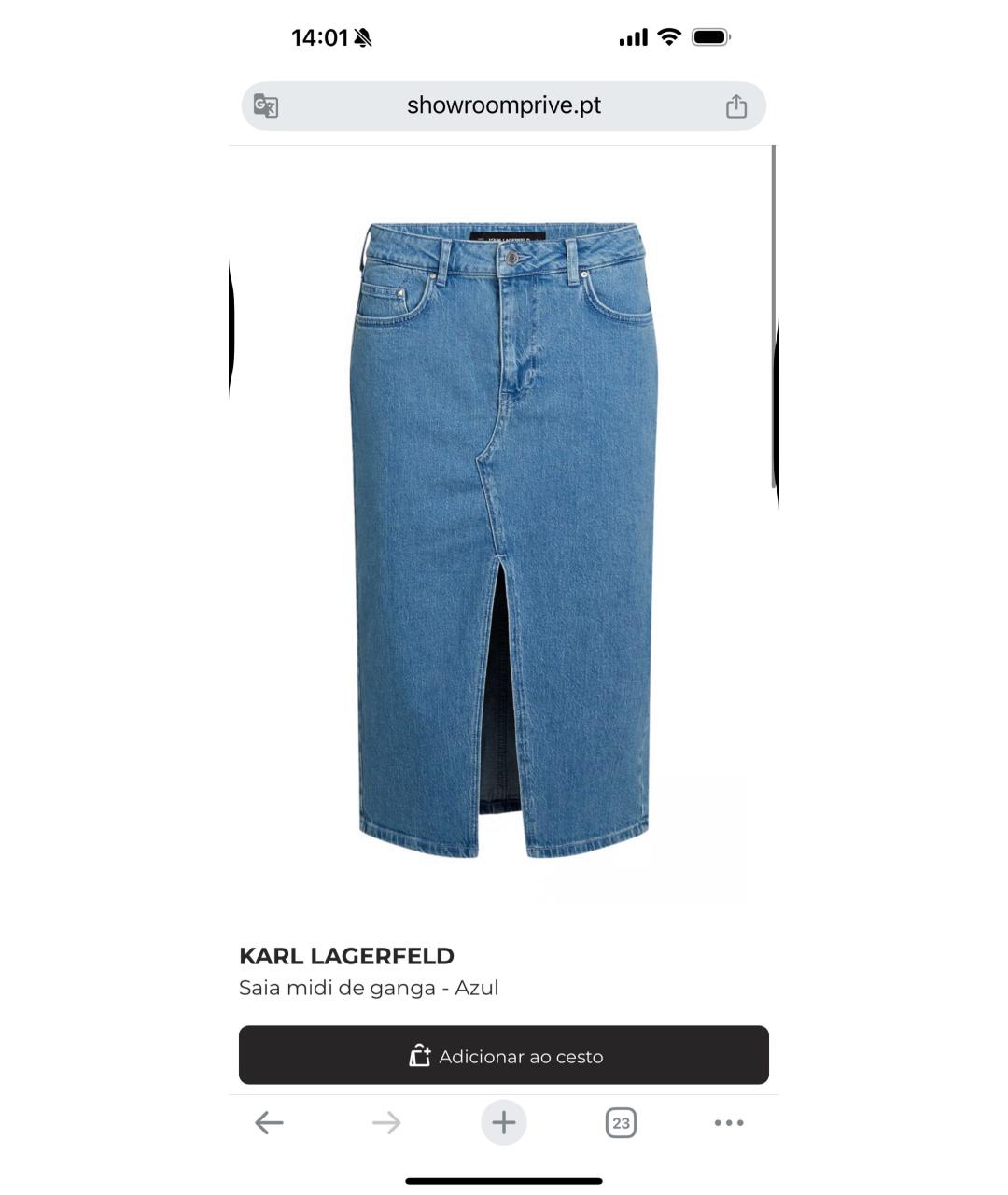 KARL LAGERFELD Голубая хлопковая юбка миди, фото 7