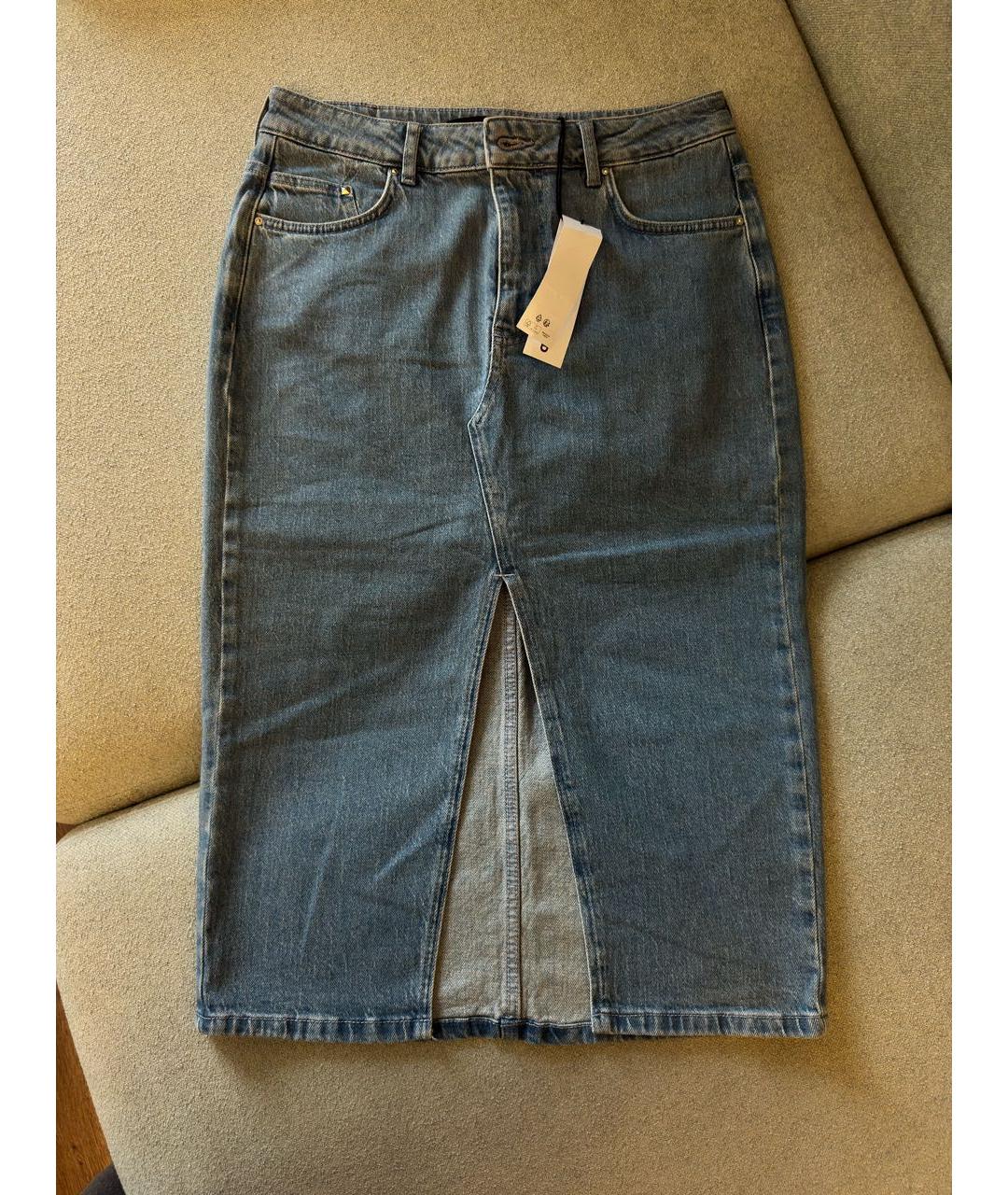 KARL LAGERFELD Голубая хлопковая юбка миди, фото 4