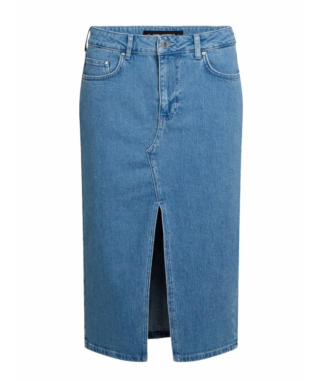 KARL LAGERFELD Голубая хлопковая юбка миди, фото 1