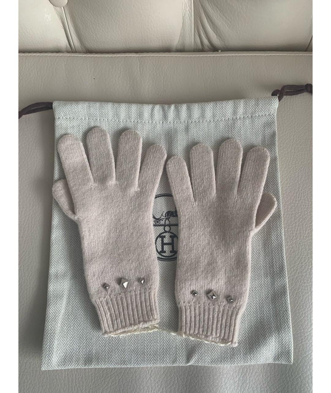 HERMES Бежевые кашемировые перчатки, фото 2