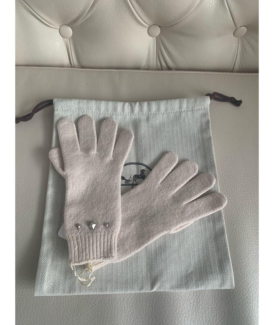 HERMES Бежевые кашемировые перчатки, фото 5