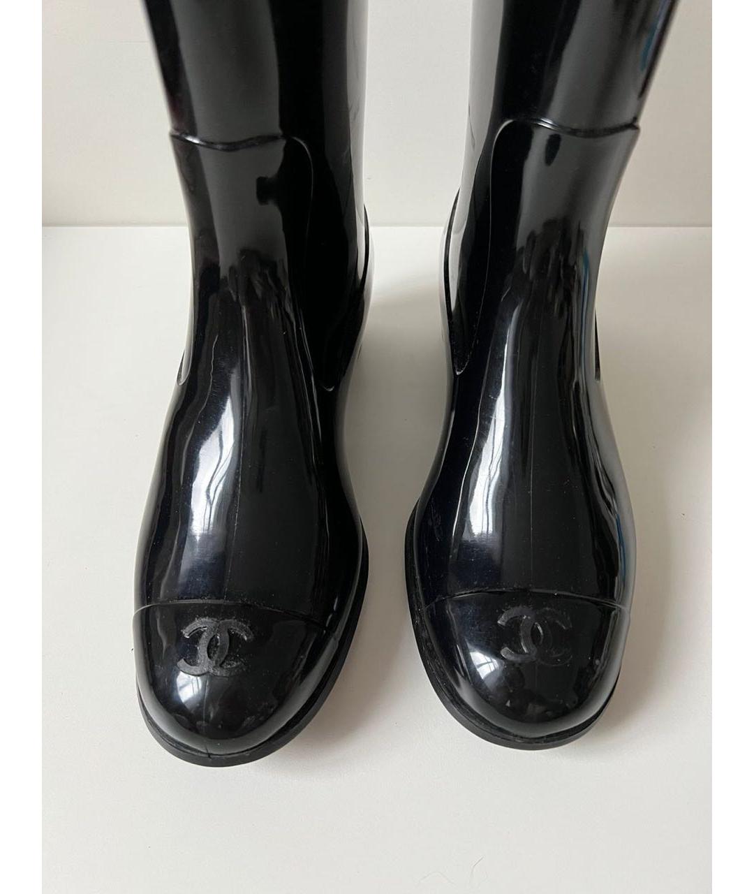CHANEL Черные резиновые сапоги, фото 5