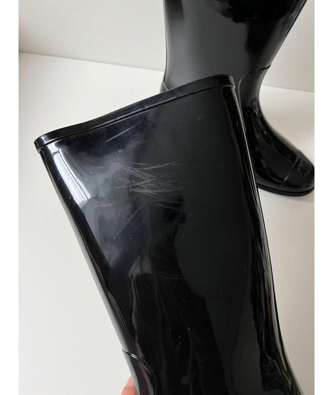 CHANEL Черные резиновые сапоги, фото 7