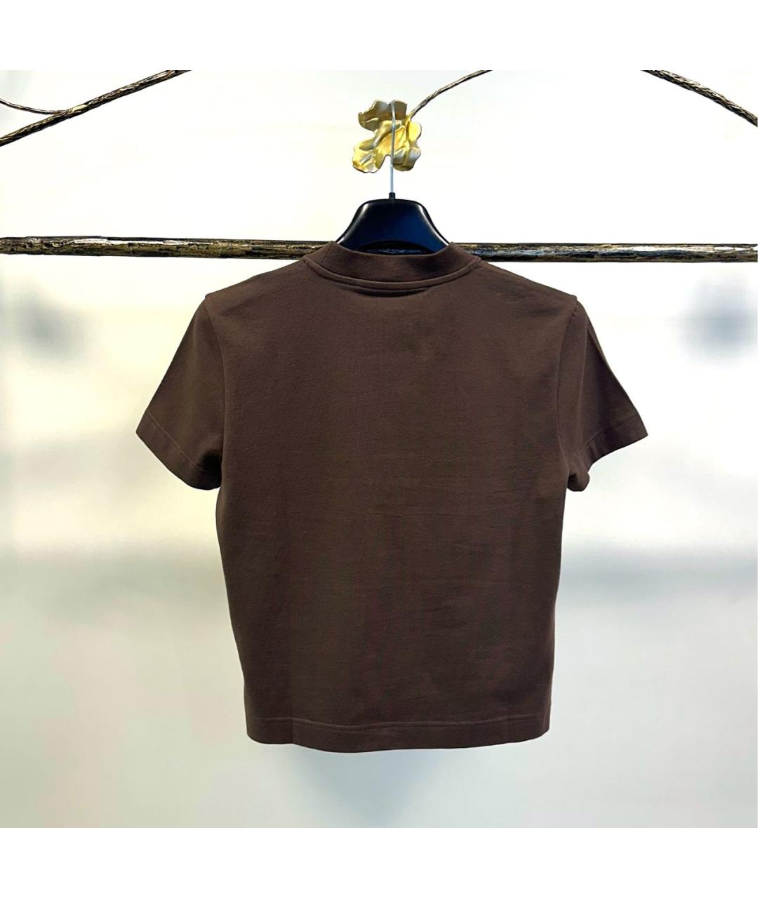 JACQUEMUS Коричневая хлопко-эластановая футболка, фото 2