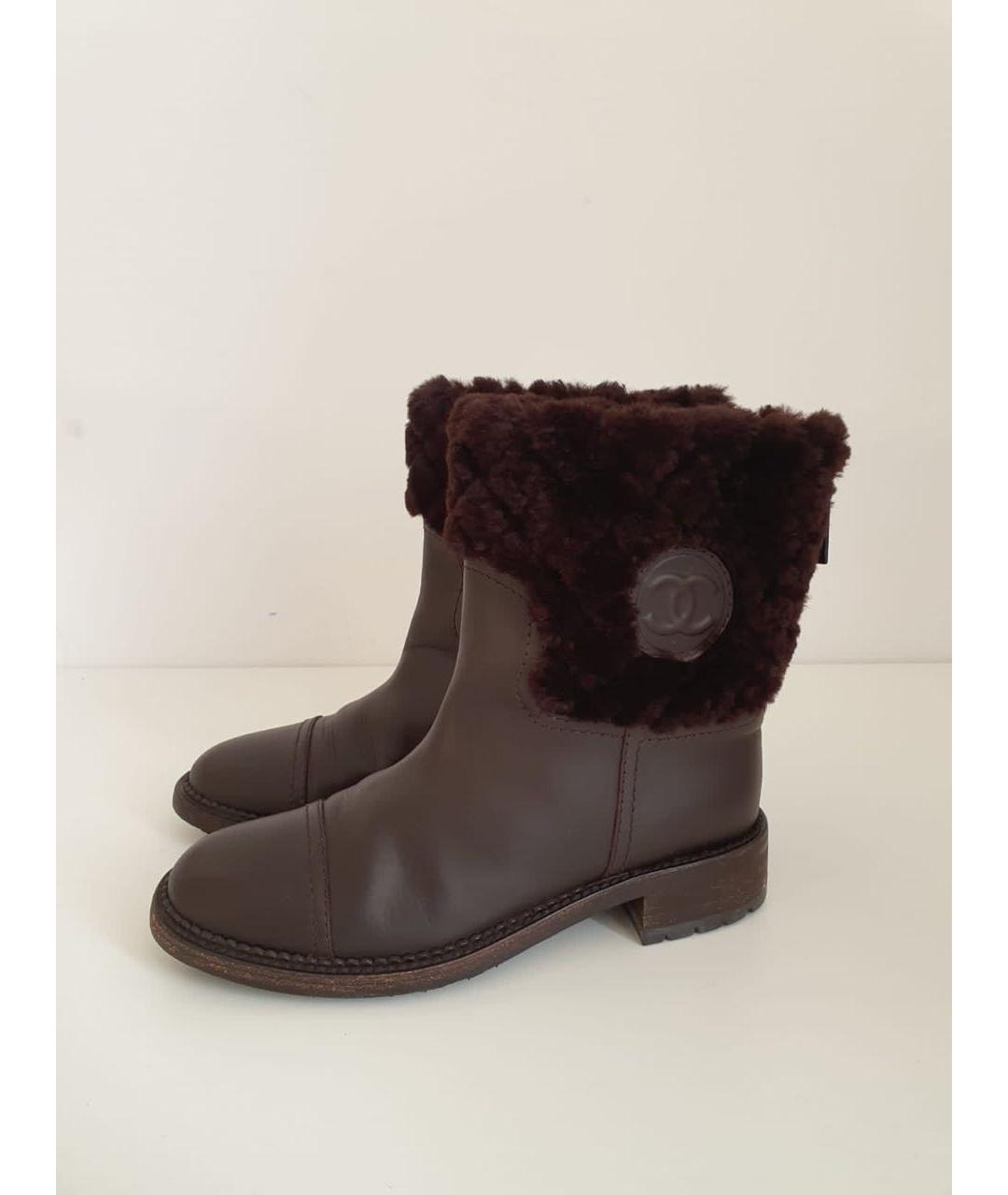 CHANEL Коричневые кожаные ботинки, фото 7