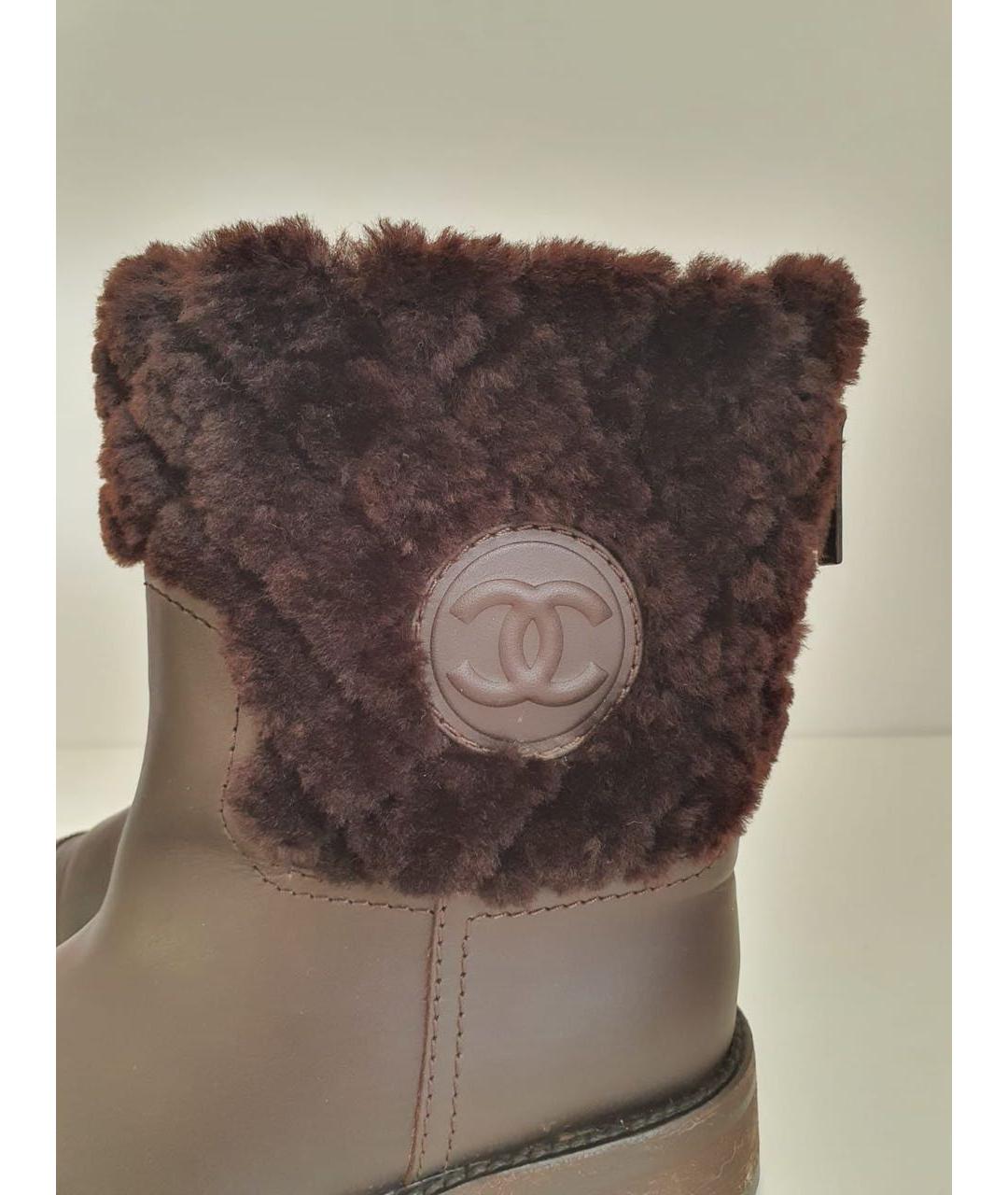 CHANEL Коричневые кожаные ботинки, фото 6