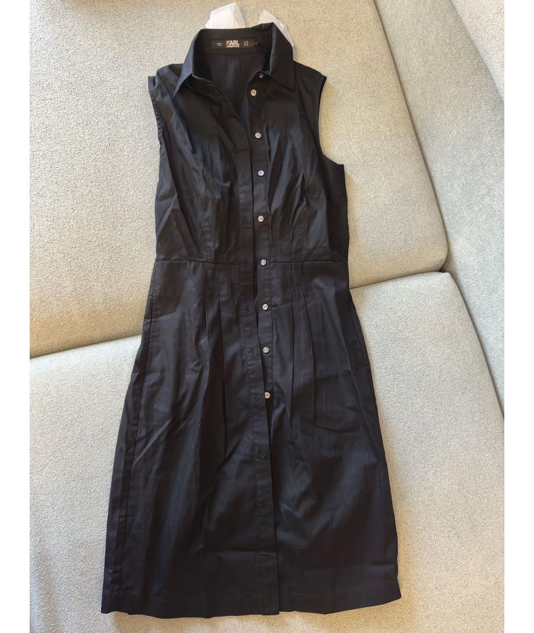 KARL LAGERFELD Черное хлопковое повседневное платье, фото 3