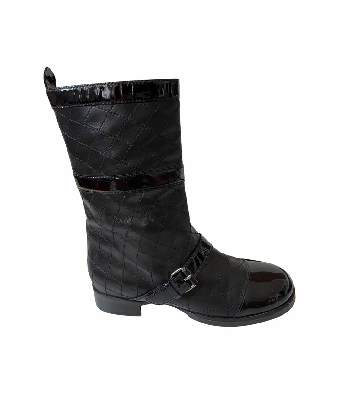 CHANEL Черные кожаные сапоги, фото 1