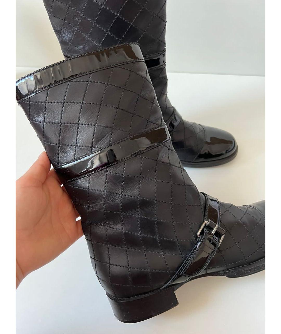 CHANEL Черные кожаные сапоги, фото 8