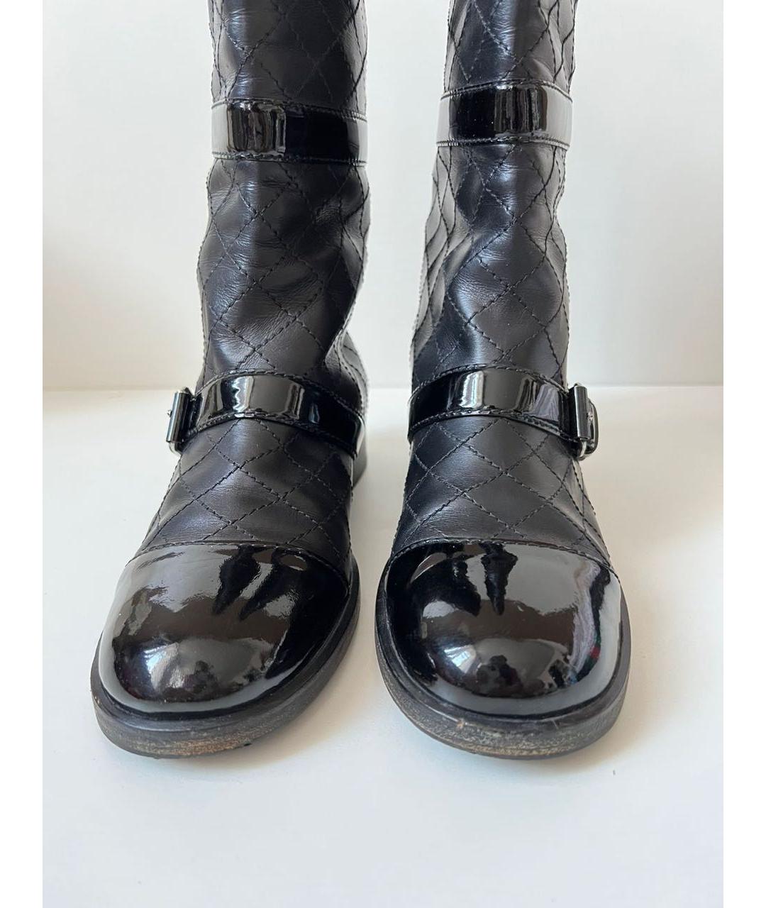 CHANEL Черные кожаные сапоги, фото 6