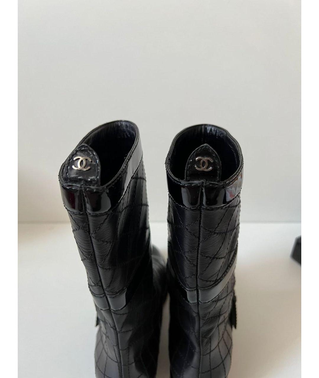 CHANEL Черные кожаные сапоги, фото 5