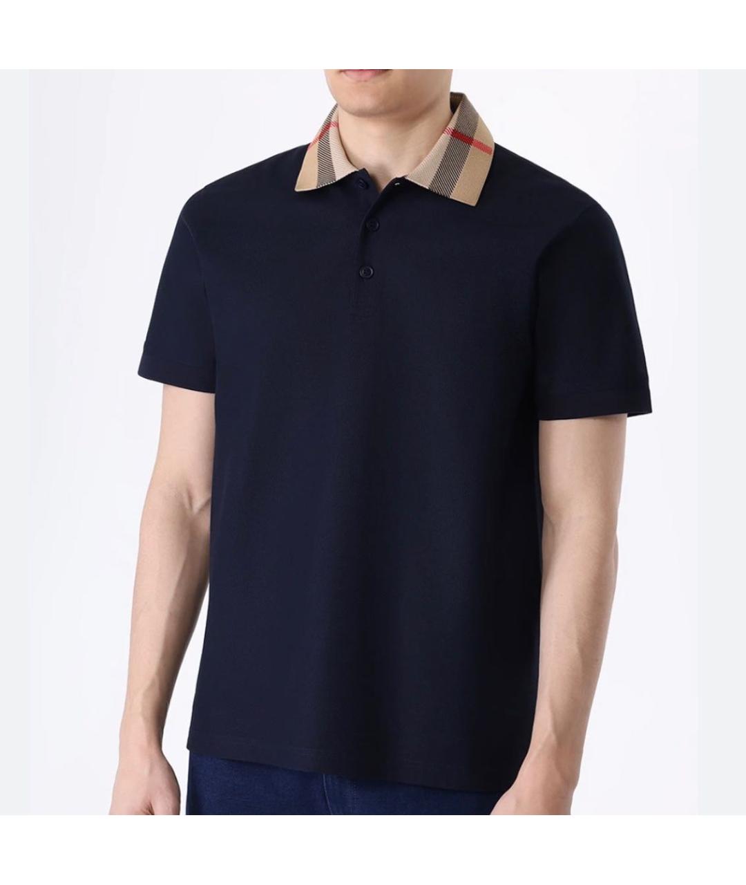 BURBERRY Черное хлопковое поло с коротким рукавом, фото 5