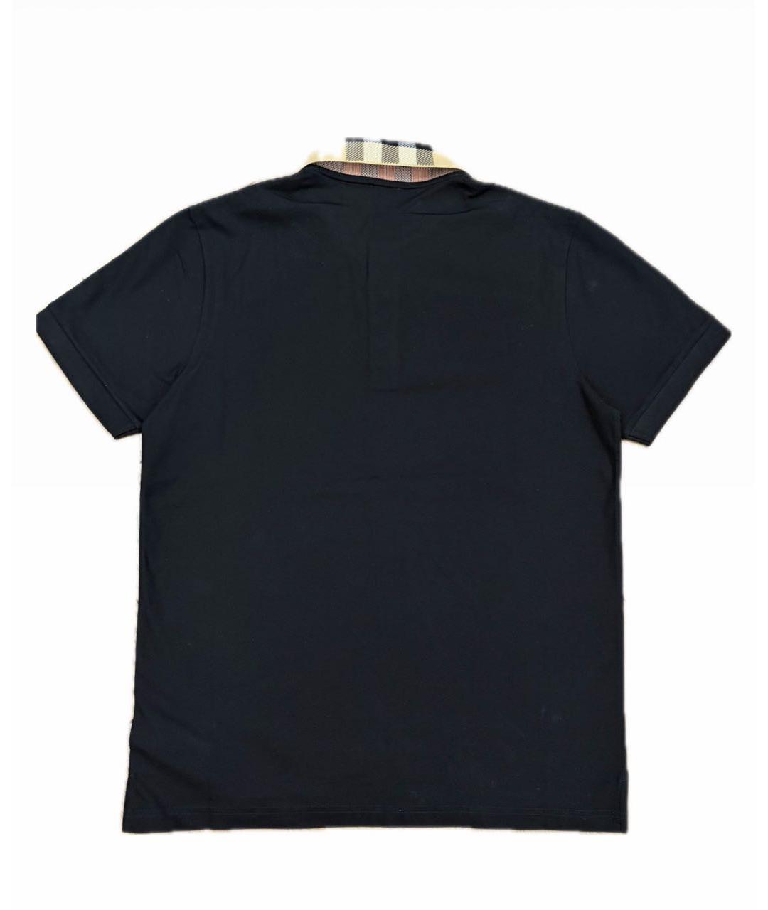 BURBERRY Черное хлопковое поло с коротким рукавом, фото 2