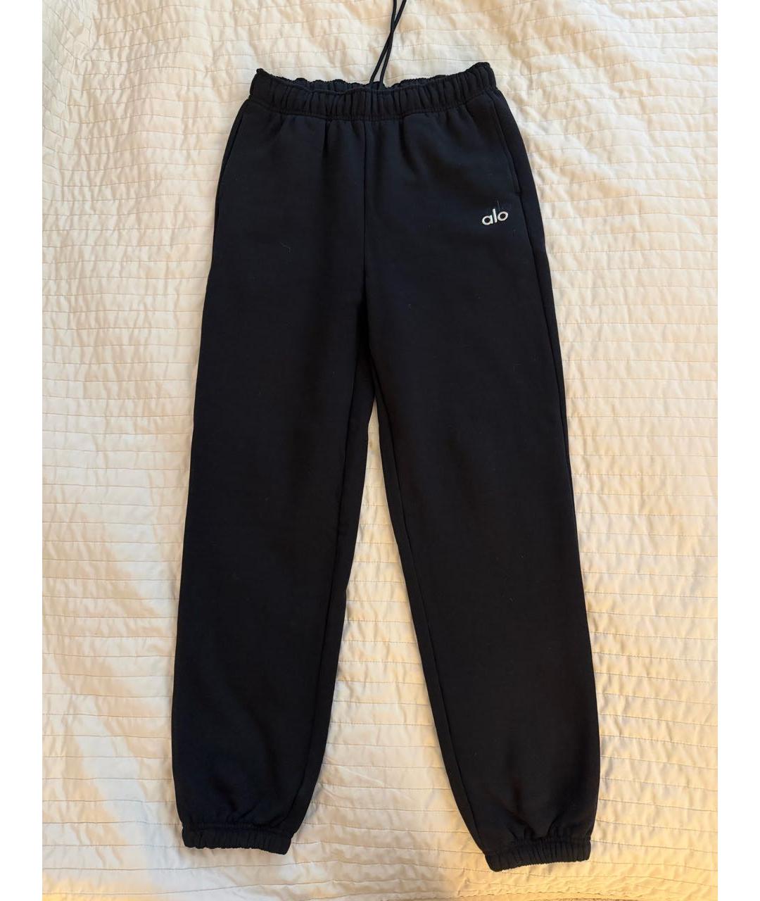 ALO YOGA Черный хлопко-эластановый костюм с брюками, фото 5