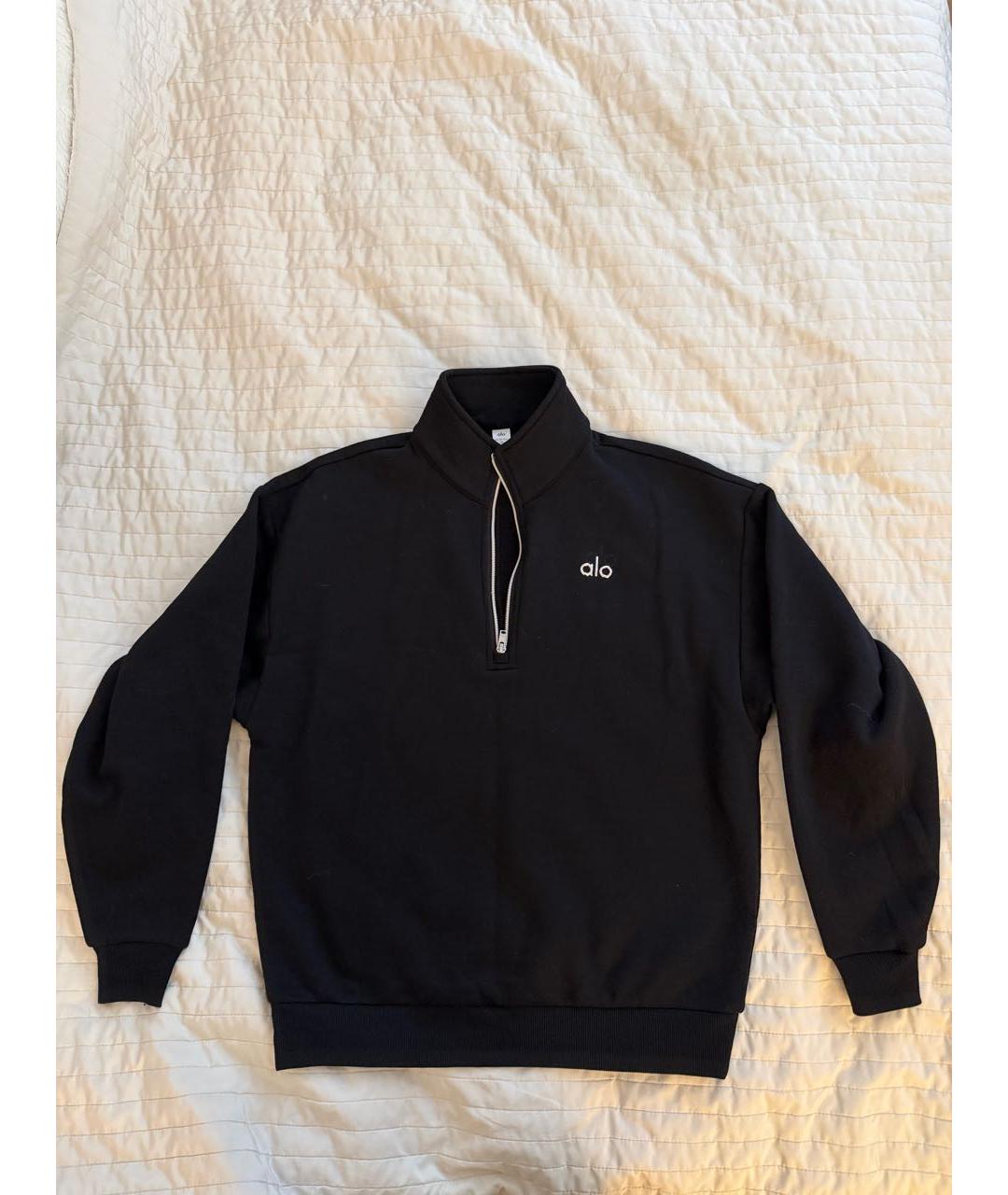 ALO YOGA Черный хлопко-эластановый костюм с брюками, фото 3