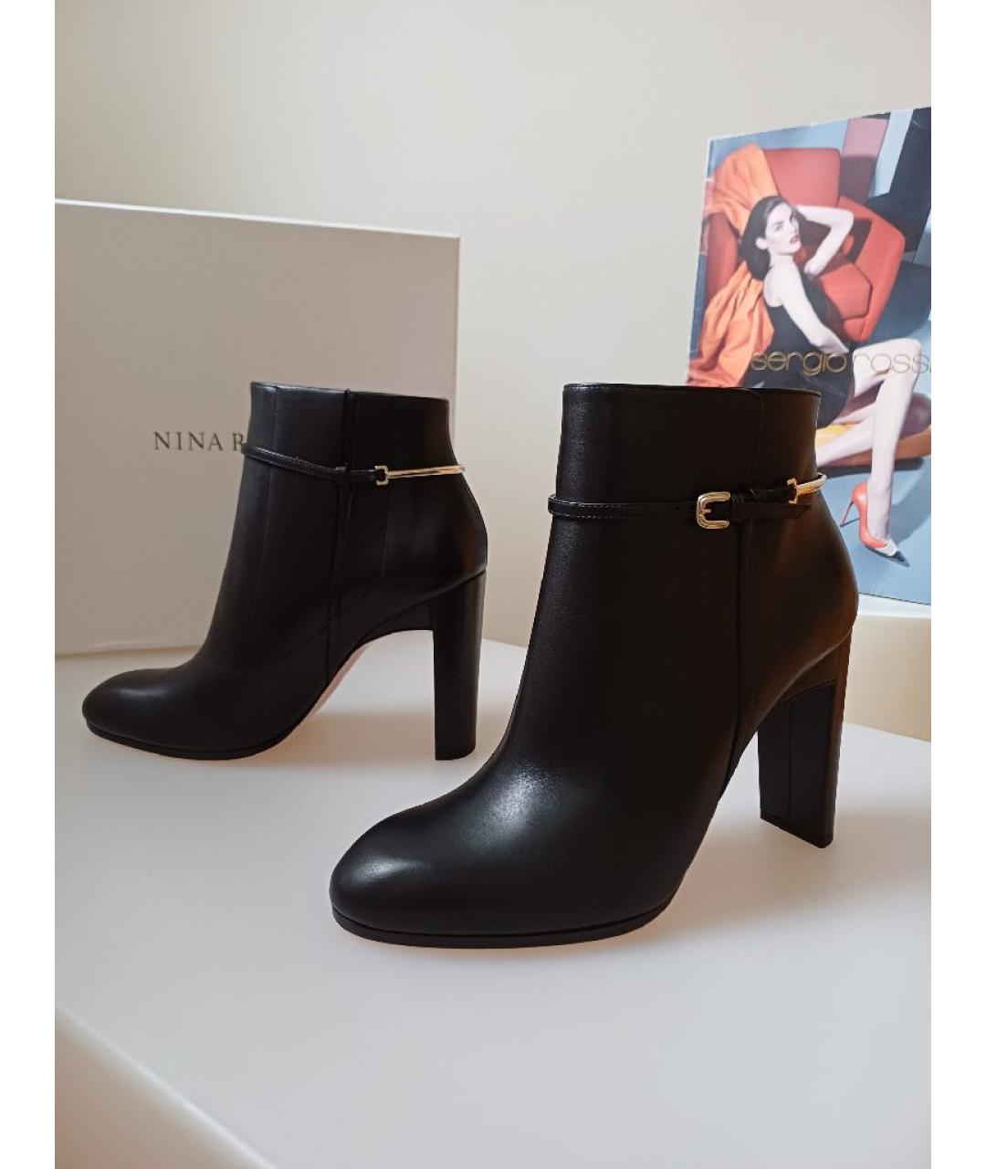 NINA RICCI Черные кожаные ботильоны, фото 2