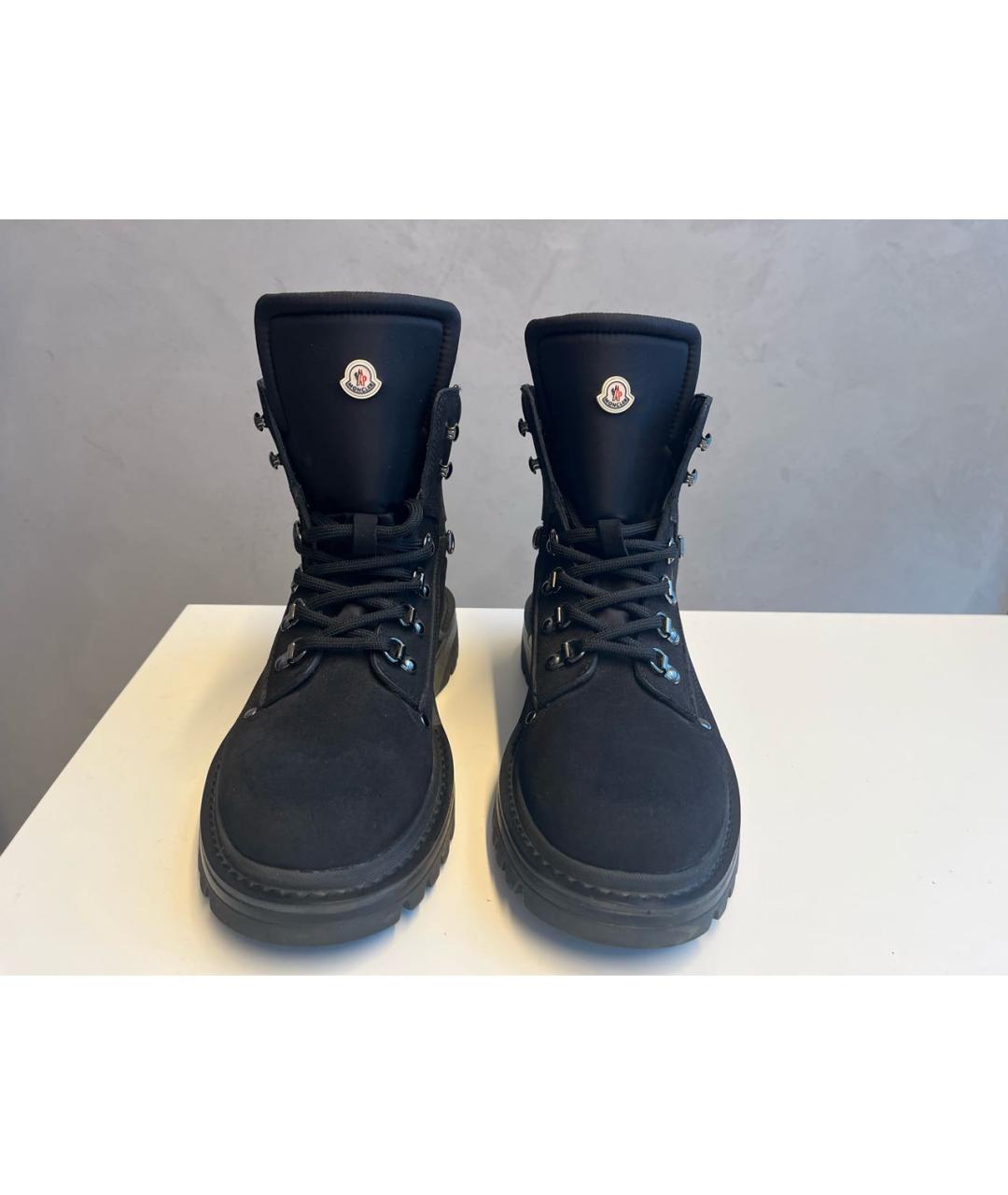 MONCLER Черные кожаные высокие ботинки, фото 3