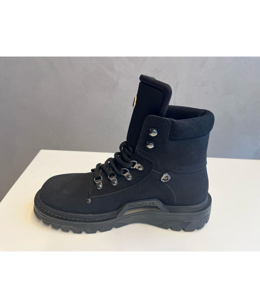 MONCLER Черные кожаные высокие ботинки, фото 2