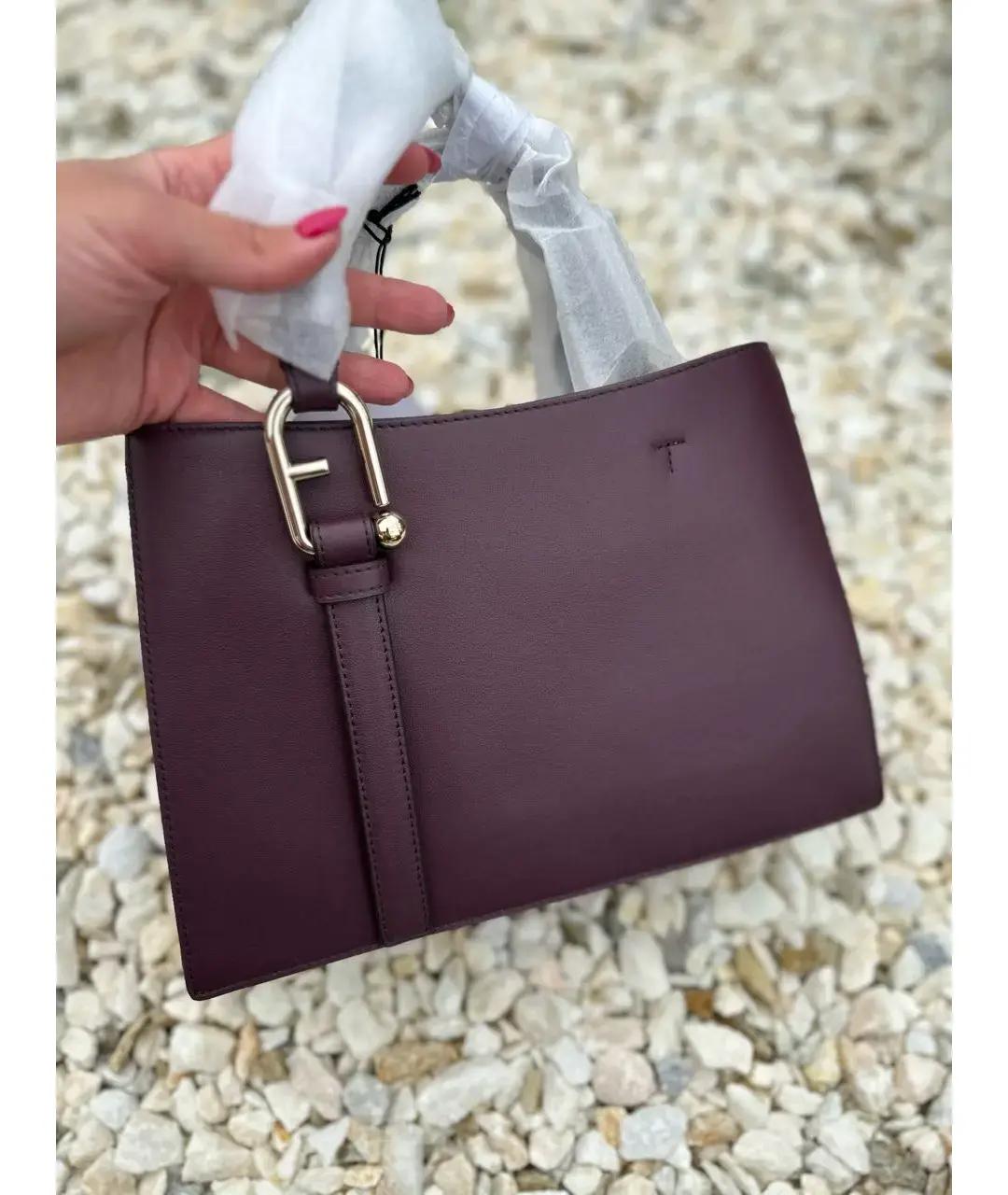 FURLA Бордовая кожаная сумка с короткими ручками, фото 5