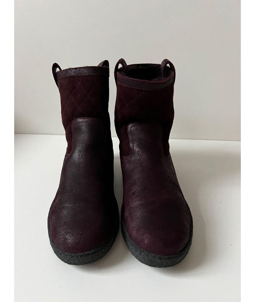 CHANEL Бордовые замшевые сапоги, фото 3