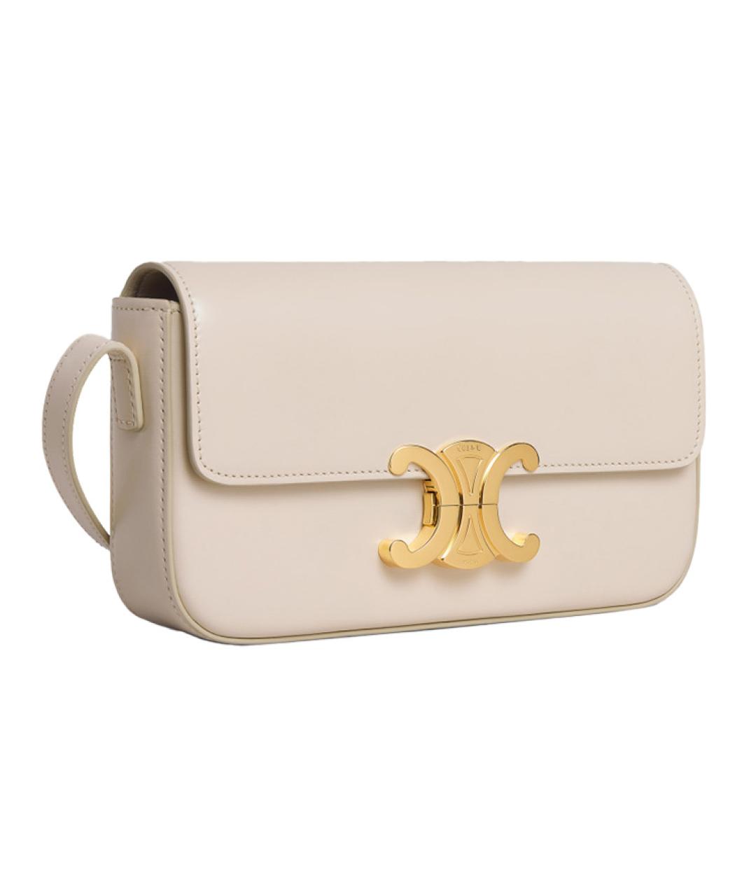 CELINE Бежевая кожаная сумка через плечо, фото 2