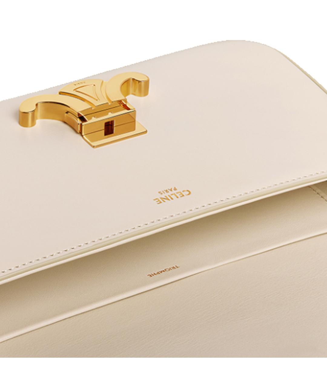 CELINE Бежевая кожаная сумка через плечо, фото 4