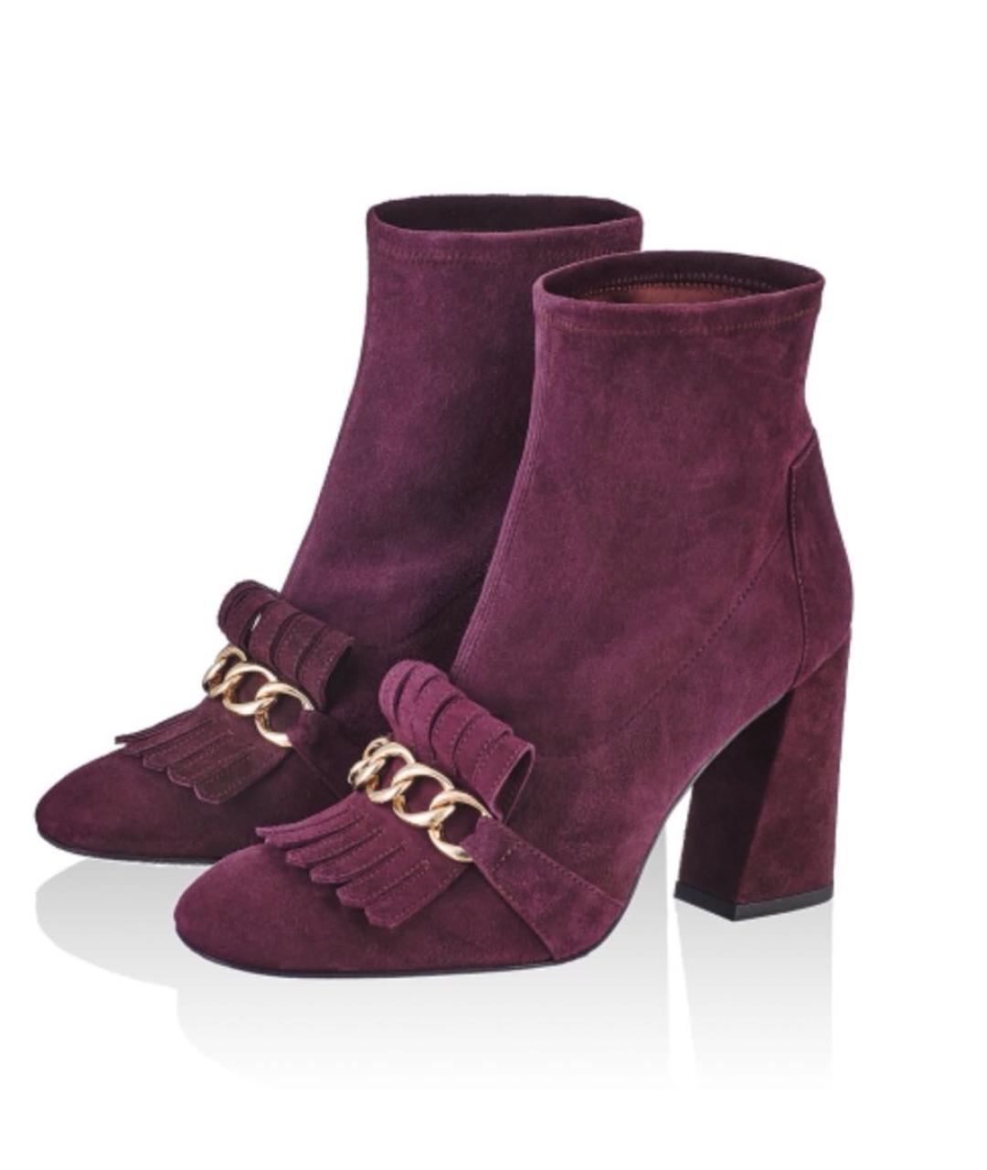 STUART WEITZMAN Бордовые замшевые ботильоны, фото 3